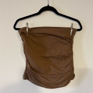 Topshop Brown Strapless top